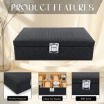 LEDO Men's and Women's Watch Box Holder Organizer Case In 8 Slots of watches In PU Leather with Royal Black & Cream color - Image 5