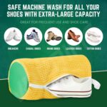 VRPRIME Shoe Washing Machine Bag | Shoe Cleaning and Travel Storage Bags | Reusable Laundry Bag 360° Cleaning for Sneakers, Delicates, Toys | Washer & Dryer Use (Yellow) - Image 3