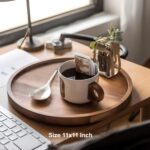 Round Decorative Tray Rustic Wooden Coffee Table Trays Home Decor Farmhouse Centerpiece Serving Trays for Food Drinks Ottoman Kitchen Countertop Set of 1 - Image 2