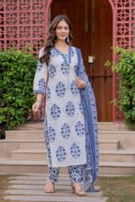 PARTHVI Women's Pure Cotton Printed Straight Kurta Set with Palazzo Pants & Dupatta- Ethnic Wear, Green - Image 18