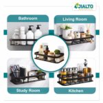 JIALTO 2 Pcs Self Adhesive Bathroom Shelf for Wall | Bathroom Organizer Without Drill | Wall Mounted Bathroom Shelves | Aluminum Bathroom Organizer Rack for Bathroom Accessories (Black) - Image 5