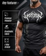 BULLAR Men's Polyester Blend Compression T-Shirt, Half Sleeve Athletic Sports Tight, Crew Neck, Slim Fit, Black, for Fitness and Workout - Image 5