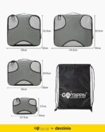 Gotrippin Packing Cubes for Travel, 6 in 1 Water Resistant Travel Organizer Pouch Set (4 Cubes+ Drawstring Bag+ Cosmetic Pouch), Luggage Suitcase Wardrobe Organiser Bags (Grey),Polyester - Image 2