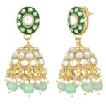 Peora Gold Plated Crystal Kundan & Beads Studded Long Necklace Earrings Maangtikka Set Ethnic Jewellery for Women - Image 5