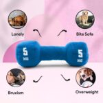Goofy Tails Gym Series Dumbbell Plush Dog Toy | Light Chewers | Plush Toy | Soft Dog Toys for Puppy | Great for Playing Fetch and Retrieve (Blue) - Image 4