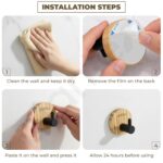 Plantex Wooden Wall Hanging Hook/Round Self Adhesive Robe Hooks for Kitchen/Bathroom/Bath Towel Hook/Stylish Home Decor Items - Pack of 4 (Black Wooden) - Image 7