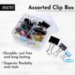 BRUSTRO Assorted Clip Box | Includes 120 Paper Clips-28mm & 56 Binder Clips (25mm- 6 pcs| 19mm- 15 pcs| 15mm- 35pcs) | Home, Office, Stationery use, Ideal for Kids and Adults, Reusable, Flexible - Image 4