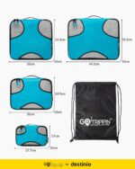 Gotrippin Packing Cubes for Travel, 6 in 1 Water Resistant Travel Organizer Pouch Set (4 Cubes+ Drawstring Bag+ Cosmetic Pouch), Luggage Suitcase Wardrobe Organiser Bags (Grey),Polyester - Image 18
