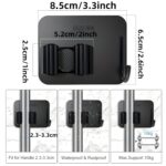 JIALTO 2 Pieces Stainless Steel Broom Holder with Hook - Wall-Mounted Adhesive Waterproof Rustproof Heavy Duty Broom and Mop Stick Holder for Home, Kitchen, - Image 3