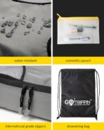 Gotrippin Packing Cubes for Travel, 6 in 1 Water Resistant Travel Organizer Pouch Set (4 Cubes+ Drawstring Bag+ Cosmetic Pouch), Luggage Suitcase Wardrobe Organiser Bags (Grey),Polyester - Image 4