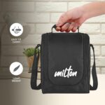 MILTON Pro Lunch Box with Steel Cutlery, 3 Microwave Safe Inner Steel Containers (180ml, 320ml, 450ml) Plastic Chutney Dabba 100ml, Bottle 750ml with Insulated Bag, Office Tiffin, Black - Image 5