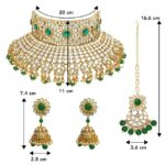 Peora Traditional Rani Padmavati Kundan Pearl Studded Bridal Choker with Earrings Maang Tikka Jewellery Gift Set for Women - Image 5