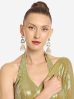 Zaveri Pearls Gold Tone Beaded Kundan Ethnic Jhumkas Earring For Women-ZPFK16589 - Image 3