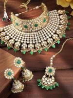 Peora Traditional Rani Padmavati Kundan Pearl Studded Bridal Choker with Earrings Maang Tikka Jewellery Gift Set for Women - Image 3