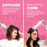 Havells Styling Hair Dryer | 3 Detachable Attachments | Diffuser, Quill-Style Comb & Aerofocus Nozzle | 3 Temperature/ 2 Speed Settings | Cool Shot | 2 Year Guarantee | HD5161 - Image 6