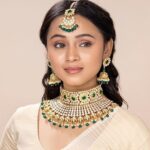 Peora Traditional Rani Padmavati Kundan Pearl Studded Bridal Choker with Earrings Maang Tikka Jewellery Gift Set for Women - Image 2