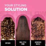 Havells Styling Hair Dryer | 3 Detachable Attachments | Diffuser, Quill-Style Comb & Aerofocus Nozzle | 3 Temperature/ 2 Speed Settings | Cool Shot | 2 Year Guarantee | HD5161 - Image 8