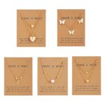 Shining Diva Fashion 5 Pcs Latest Stylish Heart Butterfly Pearl Necklace Jewellery Set for Women Pendant Necklace Gifts for Girls (16476np)