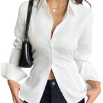 Aahwan Women Polyester Modern Fit Yellow Solid Front Button Long Sleeve Casual Shirt