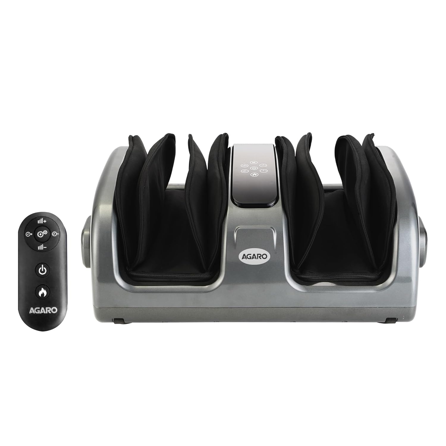 agaro AGARO Elite Air Compress Foot Massager Corded Electric, Shiatsu Foot Massager, Kneading & Rolling Function, Lukewarm Heat, For Muscle Relief, Improving Blood Circulation, Includes Remote Control, Grey - Image 1