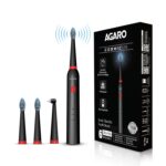 AGARO COSMIC Lite Sonic Electric Toothbrush for Adults with 6 Modes, 3 Brush Heads, 1 Interdental Head and Rechargeable with 3.5 Hours Charge Lasting up to 25 Days, Power Toothbrush, Black