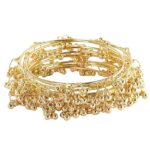 ZULKA Stylish Alloy Metal Chudi Set With Ghungroo Work For Women & Girls | Traditional Metal Bangles Jewelry | Latkan Kada Set | Kangan For Wedding, Festival, Party & Daily - Set Of 8