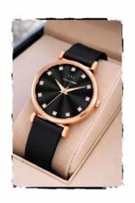 CHARLIEKEEN Women's Luxury Watch, Rose Gold Case, Silicone Band, Crystal Markers