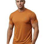 CHKOKKO Men Polyester Solid Quick Dry Half Sleeve Regular Fit Round Crew Neck Active Sportswear Gym T-Shirt for Workout Training Running and Fitness Activities