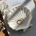 Aesthetic Handcrafted White Concrete Shell Trinket Tray | Elegant Jewelry, Makeup & Table Organizer | Multipurpose Home Decor & Candle Tray | 9.5×9.5cm