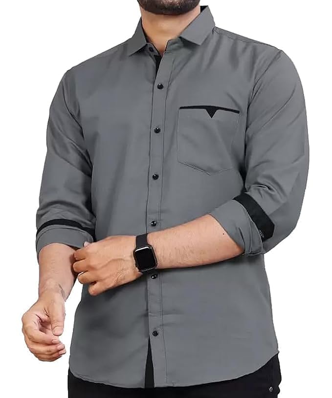 cb CB-COLEBROOK Men's Regular Fit Solid Soft Touch Cotton Casual Shirt with Pocket Design with Spread Collar & Full Sleeves (Available in Plus Size) - Image 1