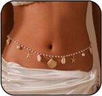 Waist Chain for Women with Shell & Starfish Charms – Sexy Belly Chain for Saree, Bikini, Crop Tops, Beachwear & Festival Outfits – Adjustable Body chain in Gold