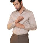 SUBTRACT Men's Slim Fit Solid Spread Collar Cotton Satin Evening Shirt | Stylish Men's Wear Shirt for Office or Party