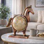CraftVatika Home And Office Decorative Globe Metal Horse Table Top Showpiece Globe,Home House Decoration items,Decor and Gift for Living room, Bedroom, Showcase,Office Desk,Interior (Type 4)