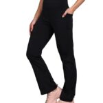 Rock Paper Scissors Premium Flare Gym Pants High Waist Stretchable Flared Leggings with Pockets Gym wear/Active Wear Tights Yoga Pants Womens Workout Tights Gym Tight Black