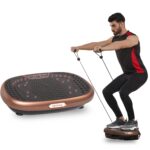 Lifelong Crazyfit Vibration Plate Massager Machine for Full Body, Muscle Toning, Pain Relief, Flexibility, Comes with 5 Program Modes & Remote, 1 Year Warranty, Corded Electric (LLM234, Brown)