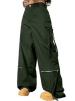 GRECIILOOKS Cargo Pants For Woman | Trousers For Womans |High Waist Cotton Trouser for Women – Flared Parachute Pants with Side Pockets |Womens Cargo Pant | Elegant for College & Events (Available in Plus Size)