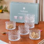 Nestasia Glass Bowl Set of 6 – 220ml Transparent Katori for Kitchen & Dinner, Microwave Safe Snack & Dessert Bowls with Gift Box, Perfect for Gifting