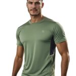 CHKOKKO Men Polyester Solid Quick Dry Sports Gym T-Shirt Breathable Moisture-Wicking Half Sleeve Round Crew Neck Regular Fit Active Wear for Running and Training