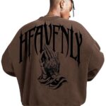 SXV STYLE Heavenly Men's Letter Print Round Neck Long Sleeve Casual Pullover Hoodie Sweatshirt