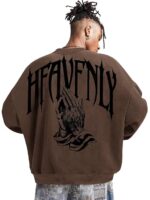 SXV STYLE Heavenly Men's Letter Print Round Neck Long Sleeve Casual Pullover Hoodie Sweatshirt