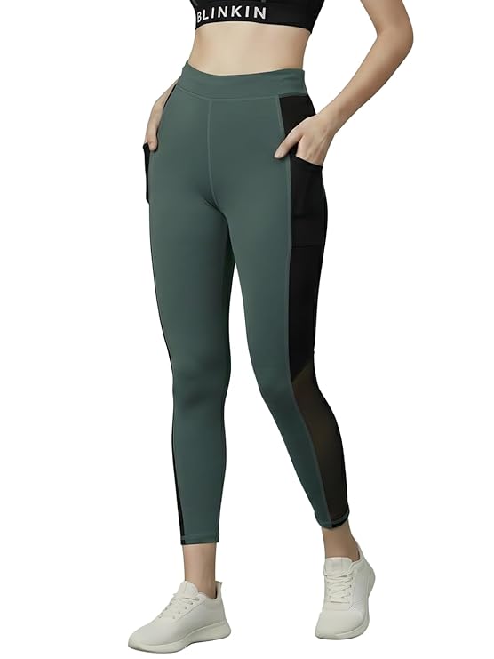 hgf BLINKIN Stretchable Gym Pants for Women Workout : The Ultimate Yoga Pants | Workout Lowers | Gym Track Pants for Woman with Mesh Insert & Side Pockets (1869) - Image 1