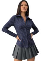 Solid Front Button Long Sleeve Casual Shirt for Women' & Girl's