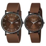 LOUIS DEVIN Silicone Strap Analog Wrist Watch for Men and Women (Green/Brown/Blue/Black) | Set of 2 Wrist Watches | Couple Watches | LDCM-BK092-ST