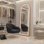 Luxe Aura LED Arched Mirror Wall Mount | 5mm High-Definition Glass | 3-Color Smart Touch Light (White, Warm, Soft Yellow) (Rose Gold)