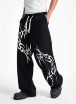 Men's Baggy Track Pants, Baggy Streetwear, Cotton Track Pants, Elastic Waist & Relaxed Fit Bottoms.