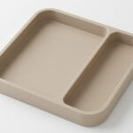 Modern 3D Printed Multipurpose Desk Organizer nd Desktop Storage Tray – Dual Section Organizer for Keys, Glasses, Jewellery & Small Items (Beige)