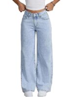 Nifty Women's Denim Stretchable High Waist Light Wash Baggy Jeans || Back Pocket Bow tie Detail