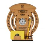 GKD Lifetime Wooden Desk Calendar 2026 with Clock & Desk Organizer | Reusable Infinite Calendar | Office & Home Desk Decor | Corporate Gift (Bamboo Eco-friendly)