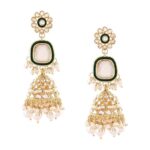 Zaveri Pearls Gold Tone Beaded Kundan Ethnic Jhumkas Earring For Women-ZPFK16589