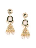 Zaveri Pearls Gold Tone Beaded Kundan Ethnic Jhumkas Earring For Women-ZPFK16589